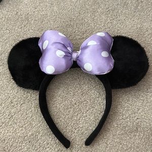 Lavender White Polka Dot Bow Disney Ears